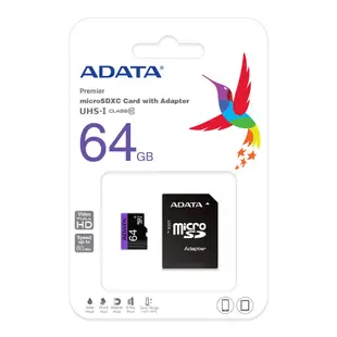 威剛 ADATA Premier Micro SDHC/SDXC UHS-I Class10 32GB / 64GB