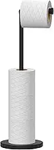 Free-Standing Toilet Paper Storage Holder Stainless Steel Rustproof Spare Toilet Paper Holder for 4-5 Jumbo Rolls Foldable Toilet Roll Storage for Bathroom Living Room Kitchen etc (Black)