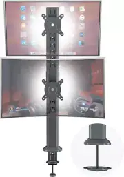 Dual Monitor Stand - Vertical Stack Screen Free-Standing Monitor Riser Fits Two