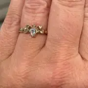 NWT Fragrant Jewels Gold Tone LET IT BEE Opal-Look Crystal Stone Ring Size 7
