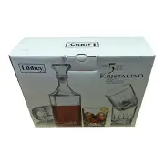 Libbey kristalino 5 piece set whiskey glasses, decanter new unused in package
