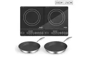 SOGA Dual Burners Cooktop Stove With 20cm and 26cm Induction Frying Pan Skillet