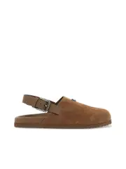 Dolce & Gabbana Suede Leather Clogs With Logo Plate