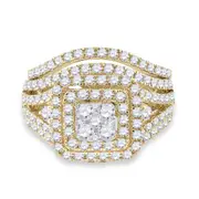14k Yellow Gold Round Diamond Bridal Wedding Ring Set 1-3/4 Cttw