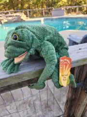 Folkmanis Long Legged Frog Green Textured Plush Hand Puppet 9" Retired
