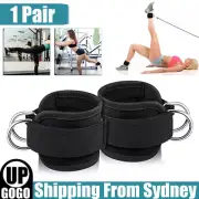 2x Ankle Strap D-Ring Gym Leg Wrap Weight Lifting Ankle Pulley Cable Attachment