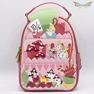 Loungefly Disney Alice in Wonderland Tea Cake Mini Backpack New
