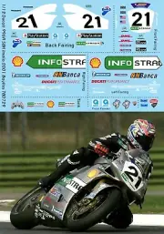 1/12 Decals for Ducati 996 R Troy Bayliss Imola SBK 2001 Paul Smart Decal TBD729