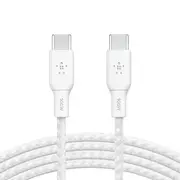 Belkin BoostCharge USB-C to USB-C Cable (3M) - White (CAB014bt3MWH),100W,480Mbps,30K+ Bend,Double Braided,Samsung Galaxy,iPad,MacBook,2 Years Warranty CAB014bt3MWH