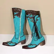 Retro Vintage Hippie 1970s Shoes Western Boot Hippie West Cowboy Rivet Tassel Fringe Women's Carnival Masquerade Vacation Party / Evening Daily Wear Adults' Sh