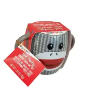 Galerie GRAY SOCK MONKEY Double Handle Mug Holiday Cocoa Mix Set Coffee Cup
