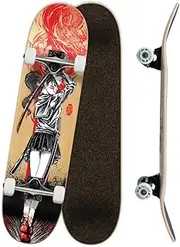 Yocaher Retro Series Complete 7.75 Skateboard 7Ply Maple Deck, Black Widow Premium Grip Tape, Aluminum Alloy Truck, ABEC-7 Chrome Bearing, 54mm Skateboard Wheels
