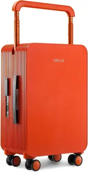 TUPLUS BALANCE Hardside Luggage with Double Spinner Wheels, USB Charging Port, Carry-On 20-Inch, Quiet, TSA Lock Suitcase 24-inch Orange