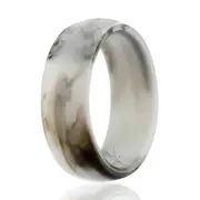Silicone Wedding Ring - Marble White-Black by ROQ for Men - 11 mm Ring