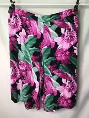 AUTOGRAPH BLACK TROPICAL FLORAL BUTTON WIDE LEG PANTS SIZE 26 COMFORTABLE NEW