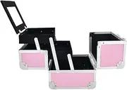 [Abbraccia] Makeup Train Case Large Capacity with Mirror Makeup Travel Storage Box Carry Handle for Makeup Artist, Pink