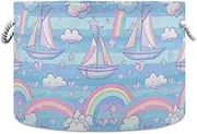 Sailboat Island Cartoon storage basket folding and waterproof fabric storage baskets bins with sturdy handle Hamper unit tall for shelves tool rv