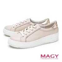 在飛比找momo購物網優惠-【MAGY】鑽飾方格紋厚底休閒鞋(粉色)
