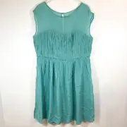 NWT Boden Eva Aqua Silky Sweetheart Dress Blue Sheer Plus Size 16L