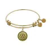 Stipple Finish Brass Eternal Life and Unity Angelica Bangle Bracelet, 7.25"