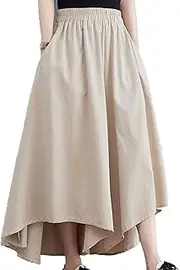 [Generic] Women Loose Casual Pleated Trousers Elastic High Waisted Wide Leg Palazzo Pants Split Lantern Trouser with Pockets