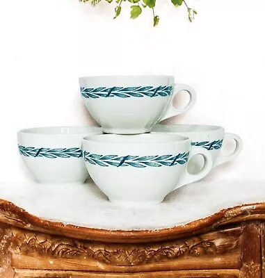 4 VTG Mayer China LAUREL Green Leaves MCM Restaurant Ware Cups NEW