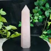 1125g Natural Pink Quartz Crystal Obelisk Quartz Wand Point Tower Energy Healing
