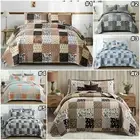 Soft Floral Coverlet Quilted Bedspread Set Patchwork Queen Size Bedding AU Throw