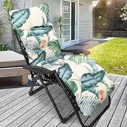 widesmile Waterproof Sun Lounger Cushion Only Replacement Lounger Cushions Pad for Sunloungers 100% Cotton Thick 167x53x10 cm Outdoor Garden Rattan Recliner Relaxer Chair Cushions, Fern