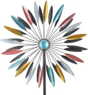 Wind Spinner Dual Colorful Blades Metal Windmills Kinetic Sculpture Yard Garden