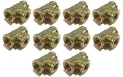 10 PACK BRASS FORGED REDUCING TEE FITTING 3/8 X 3/8 X 1/4 FEMALE NPT FNPT WOG