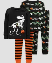 NEW Just One You by Carter's Dinosaur Glow In The Dark 4 Pcs Pajama Set Size 3T