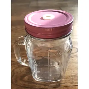 梅森罐 梅森瓶 粉色 玻璃杯 隨身杯 水杯 400ml 外帶杯