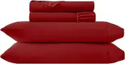 U.S POLO ASSN. 4 Piece Set Hotel Luxury Bed Sheets Extra Soft Deep Pockets Easy-Fit Breathable & Cooling Wrinkle Free Comfy Red, Queen