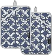 Pot Holders Heat Resistant Blue and White Vintage Floral Potholder with Pockets Hot Pot Holder Oven Pads 2 Pack