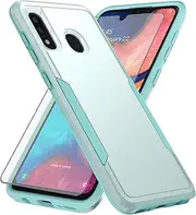 [Asuwish] Phone Case for Samsung Galaxy A20 A30 with Tempered Glass Screen Protector Cover and Slim Thin Hybrid Full Body Protective Mobile Cell Accessories M10s A 30 20A SM A205G Women Men Green