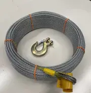 1/4" x 100 ft Galvanized Wire Rope Winch Cable + 5/16" Grade 70 Clevis Slip Hook