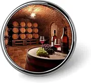 [FZMVSQH] Red Wine Cellar Printed Round Button Pin Badges Metal Pinback Buttons 1 Inch Pins for Hat Shirt Clothing Bags Decoration, Circular, Aluminum, Circular, Aluminum
