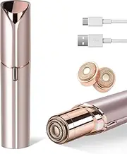Facial Hair Remover for Women, Painless Womens Facial Hair Remover with 2 Replacement Heads, Lipstick-Sized, USB Rechargeable, Facial Hair Remover for Upper Lip,Chin,Peach Fuzz,Mustache