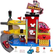 Disney Junior Mickey Mouse Ready to Race Garage, Lights and Sounds, 19-Piece Vehicle Playset, Kids Toys for Ages 3 Up by Just Play