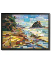 Stupell Geometric Downeast Rocky Coast Framed Art