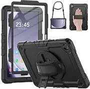 [HXCASEAC] Case for Samsung Galaxy Tab A9+ Plus 11 Inch, Protective with Screen Protector/Hand Strap/Pen Holder, Sturdy Shockproof for Samsung A9 Plus Tablet Case SM-X210 SM-X216 SM-X218 - Black