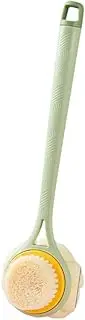 Body Brush Back Scrubber Double Sided Body Shower Brush with Long Handle Bath Brush with Soft Bristles and Bath Ball for Massage Bathing Exfoliating (Green, One size)