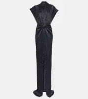 [Costarellos] Costarellos Gathered metallic plissé gown AU 8 metallic