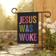 Jesus Was Woke Garden Flag - Progressive Christian, Social Justice, Anti MAGA