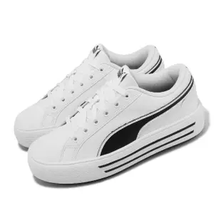 【PUMA】休閒鞋 Kaia 2.0 女鞋 白 黑 皮革 厚底 增高 小白鞋(392320-02)