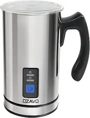 [OZAVO] Milk Frother, Electric, 240 ml Capacity, 500 W, Warm & Cold Frothing for Coffee, Cappuccino, Non-Stick Coating, 360° Base Station