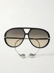[BOTTEGA VENETA EYEWEAR] BOTTEGA VENETA EYEWEAR - Aviator-style Acetate And Silver-tone Sunglasses - One size One size Silver