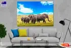 Herd of Elephants & Grass Field Wall Canvas Home Decor Australian Made Quality