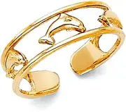 [JewelryWeb] 14k Yellow Gold Dolphin toe ring-toe ring for Women